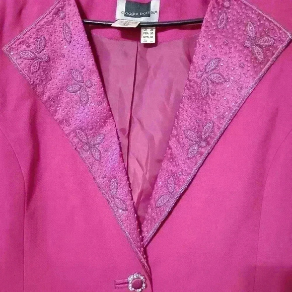Maggie Barnes Blazer Women's Sz 26 One Button Vtg Pink Embroidered Barbiecore - Picture 2 of 9
